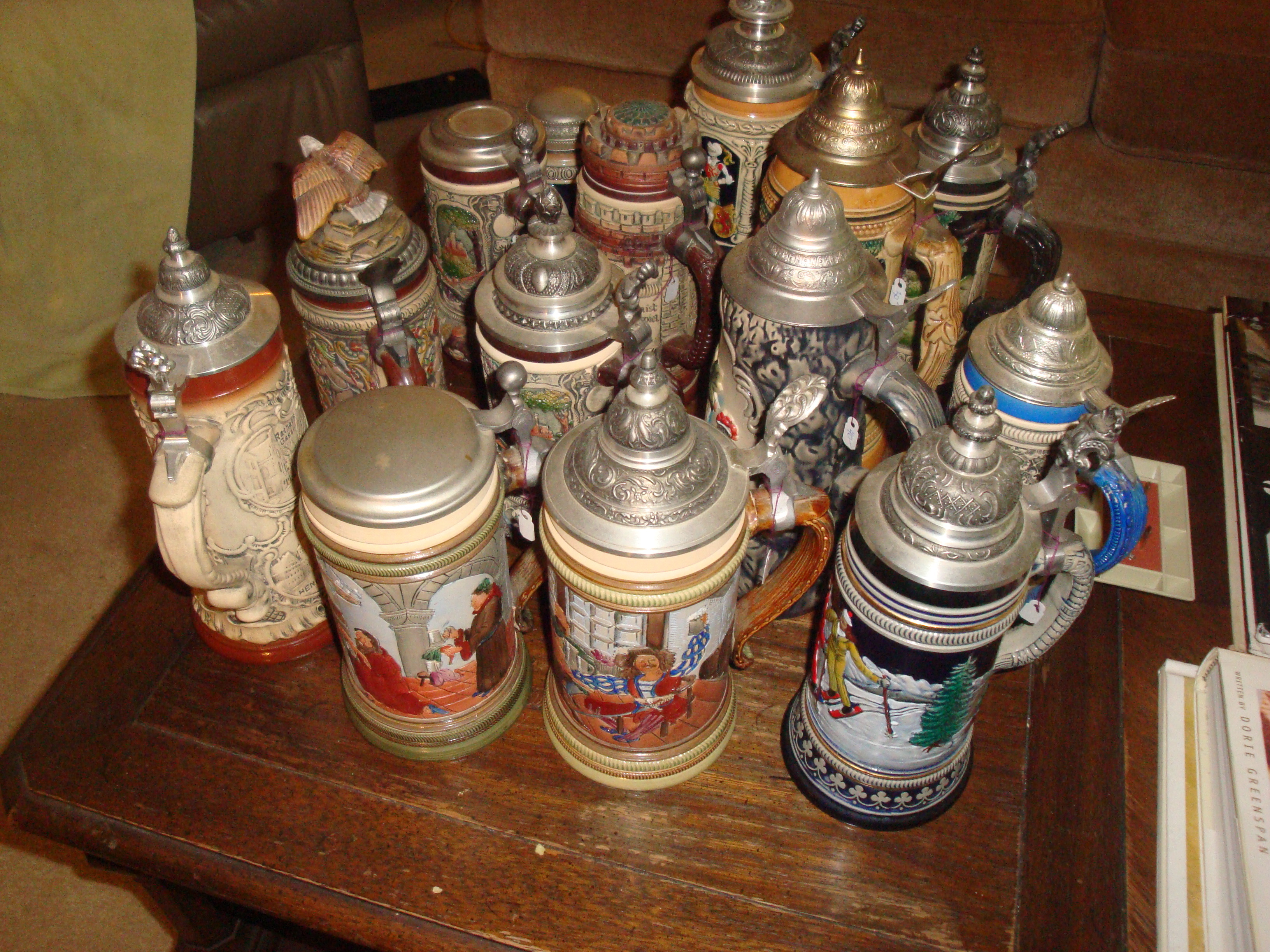 A lovely collection. Beer steins in estate sale.
